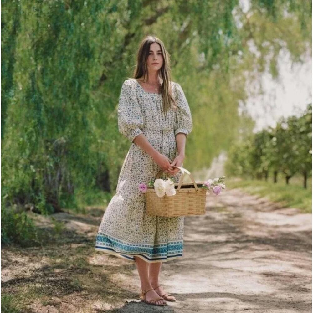 Christy Dawn Floral Maxi Dress with Blue Accents